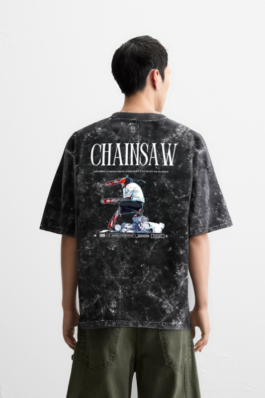 Chainsaw man Acid Washed Oversized Tee NuanceDesigns